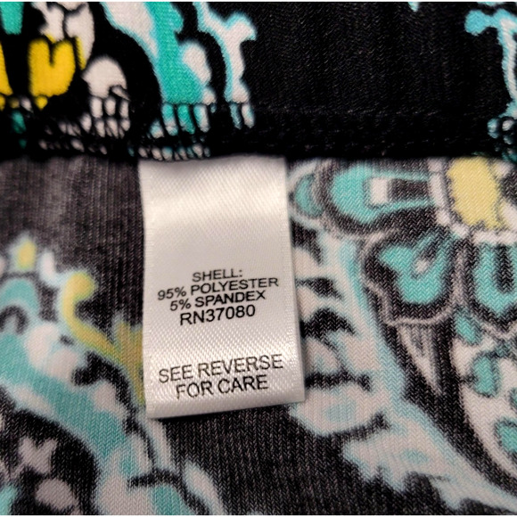 Cato Maxi Skirt Womens Plus Size 18/20W Black Turquoise Paisley Border Stretches - Picture 9 of 11